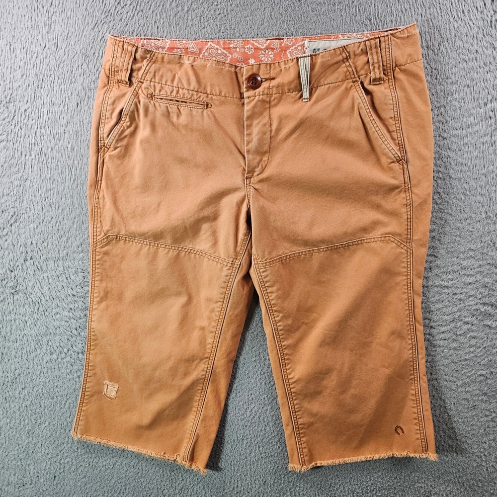 G1 Basic Goods Women‎ Brown Distressed Cargo Shorts Size 8 Raw Hem
